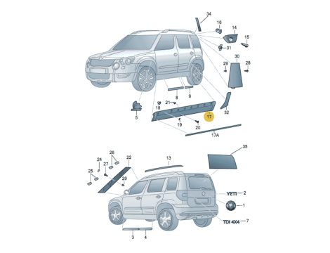 NEUE ORIGINAL SCHWELLERLEISTE RECHTS SKODA YETI 5L6 MONE CARLO 5L0071685A 5L6853752 - 3